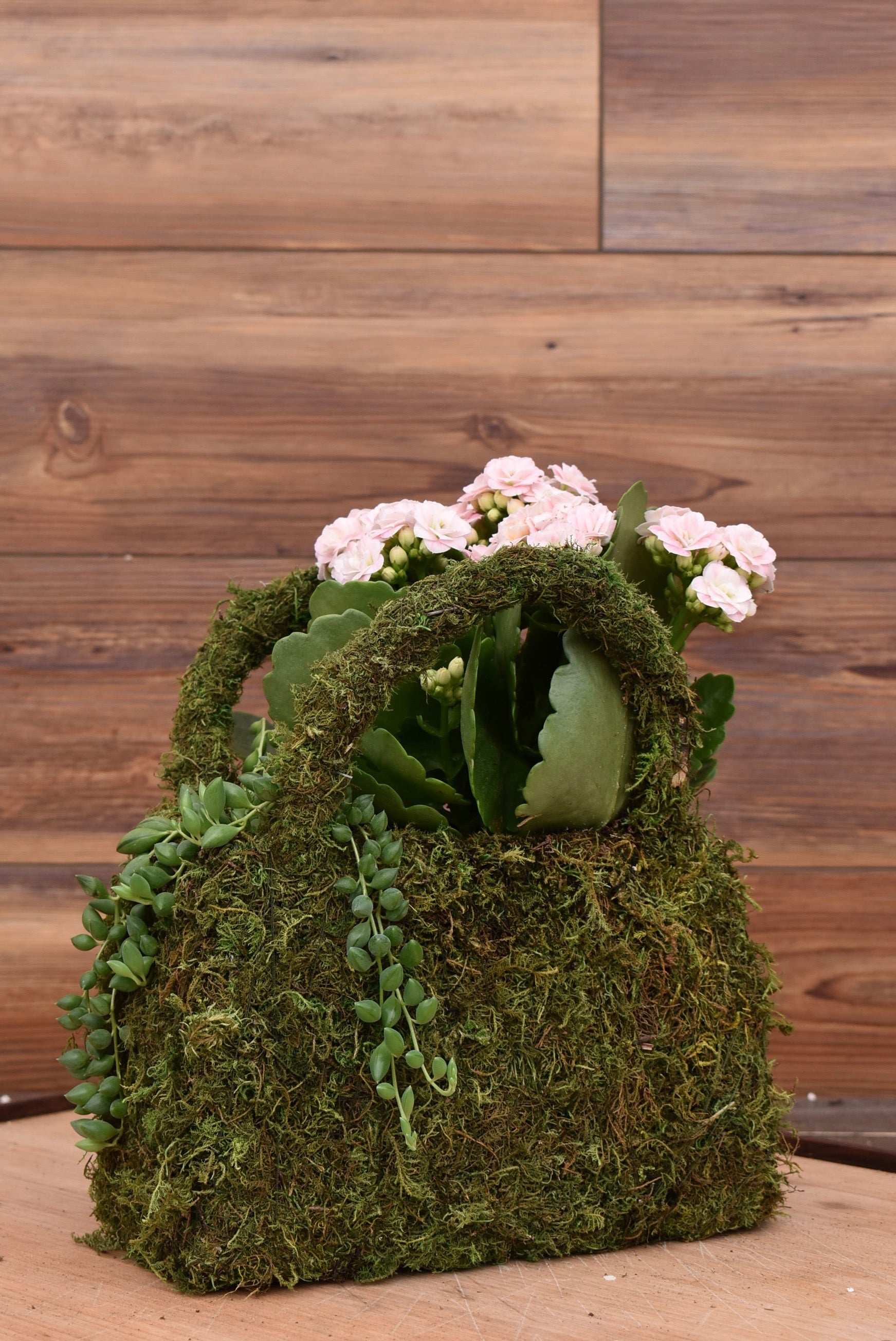 Mossy "Purse" Arrangement